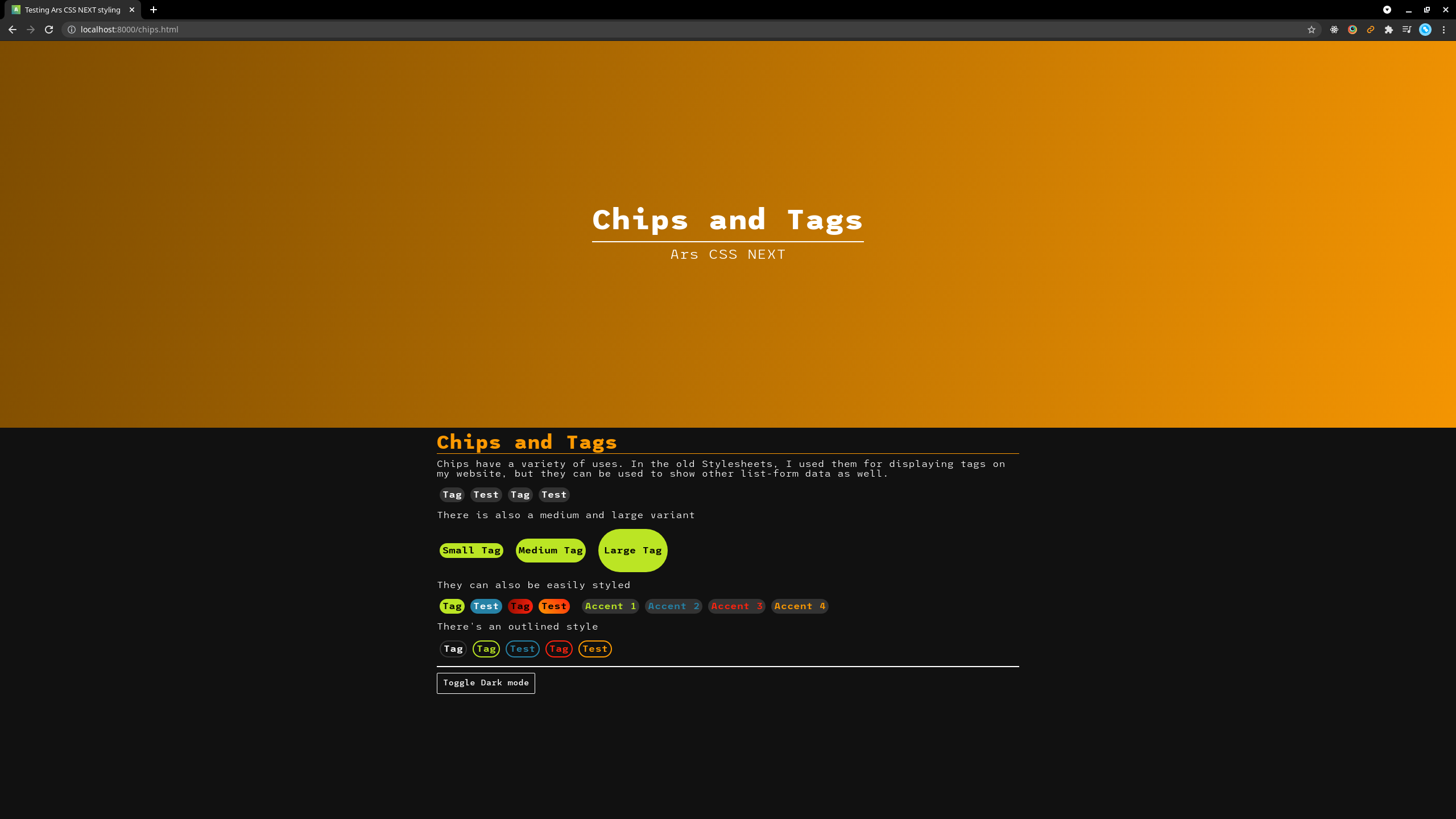 Chips, which are going to be used as tags